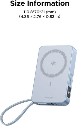 UGREEN Nexode 10000mAh Qi2 25W Magnetic Power Bank with Built-In USB-C Cable - view 9