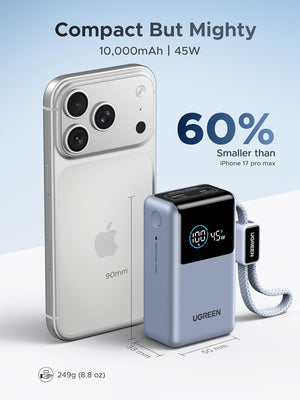 UGREEN 55W 10000mAh Power Bank with Integrated Cable & Xiaomi HyperCharge - view 3