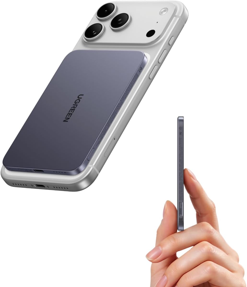 UGREEN MagFlow Air 5000mAh Qi2 Magnetic Power Bank - Grey