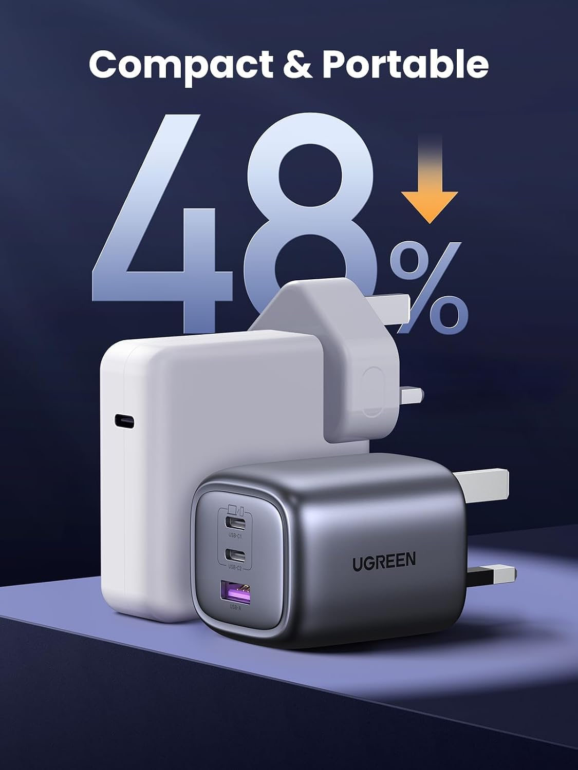 UGREEN Nexode 65W 3-Port USB-C GaN Fast Charger with Foldable Plug - view 6