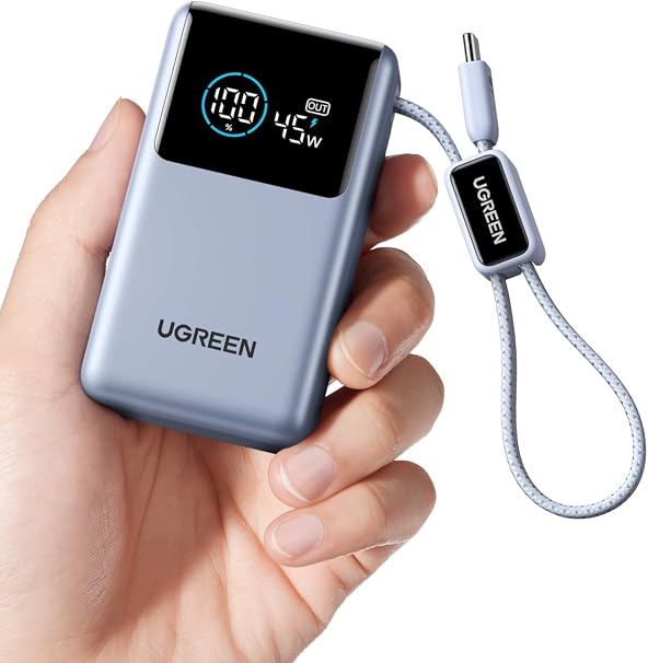 UGREEN 55W 10000mAh Power Bank with Integrated Cable & Xiaomi HyperCharge