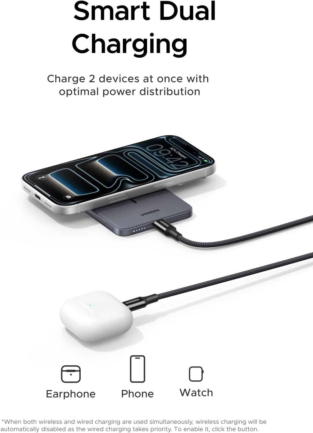 UGREEN MagFlow Air 5000mAh Qi2 Magnetic Power Bank - Grey - view 6