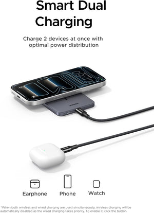 UGREEN MagFlow Air 5000mAh Qi2 Magnetic Power Bank - Grey - view 6