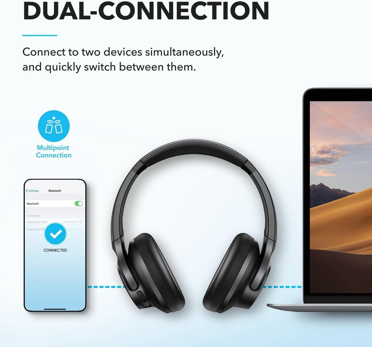 Soundcore by Anker Q20i Wireless Over-Ear Headphones with Hybrid ANC