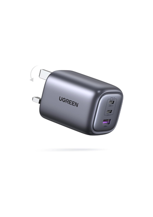 UGREEN Nexode 65W 3-Port USB-C GaN Fast Charger with Foldable Plug